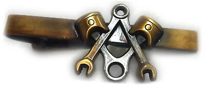 Piston Masonic Wrench Mechanic Harley Indian Antique Gold Tie Bar Clip • $12.99