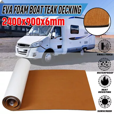 240x90x0.6cm EVA Foam Boat Flooring Sheet Brown Marine Teak Decking Carpet Yacht • $59.99
