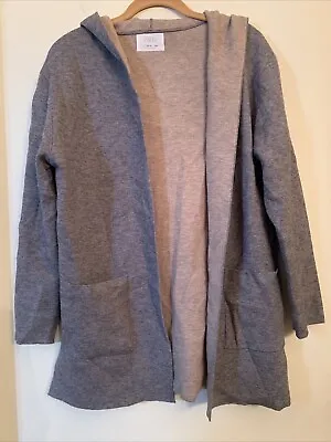 $15 • Buy ZARA Girls-Heather Gray Long Sweater W/Hood. Long Sleeve. Size-13-14. EUC