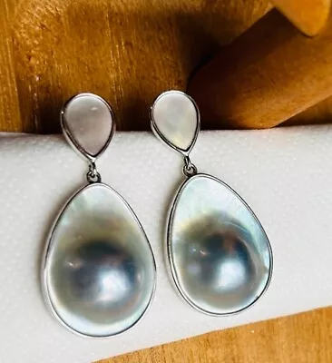 Drop Earrings For Women Mabe Blister Pearl • $52