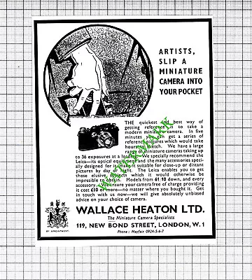 Wallace Heaton Ltd London Cameras Small Advert - 1936 Cutting • £7