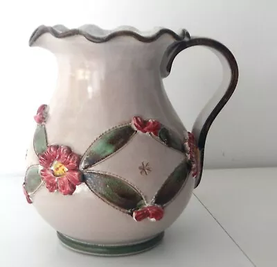 Vintage Made In Italy Textured Flower Ceramic Jug Vase • £11.99