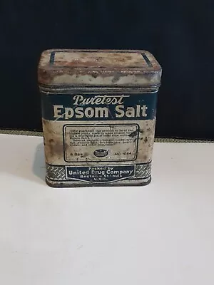 Vintage Original Puretest Epsom Salt Tin 8oz United Drug Boston-st. Louis Rexall • $9.99