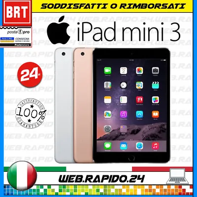 Tablet Apple IPAD Mini 3 64GB 79   Retina Wifi Ios A1599 Grey Good 24H • £99.55