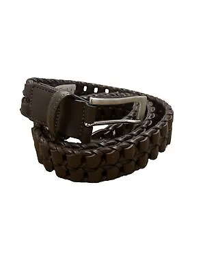 Mens Perry Ellis Portfolio Men's Leather Braided Belt Brown S 30/32 • $19.99