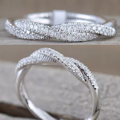 Fashion Women 925 Silver Plated Engagement Ring Cubic Zircon Jewelry Sz 6-10 • $4.38