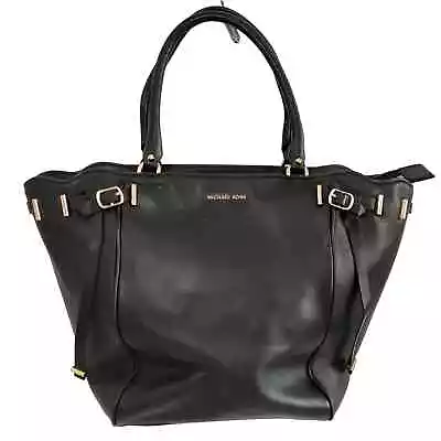 Michael Kors Amelia Top Zip Tote Bag Large Black Leather Handbag Rolled Handles • $78