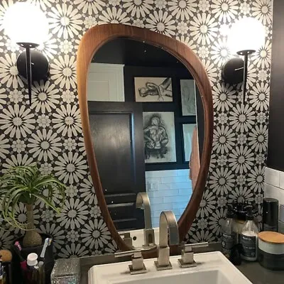 Mid Century Asymmetrical Wall Mirror Organic Mirror İrregular Mirror Real Oak • $179.10