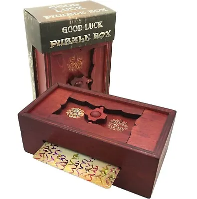 Good Luck Puzzle Box Secret - Money And Gift Card Holder In A Wooden Magic Tr... • $27.95