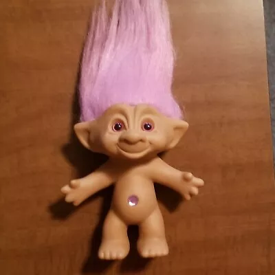 Vintage TT Troll Light PINK Hair Jewel 5” Figure Doll Nude  Jewel Collectible • $5.95