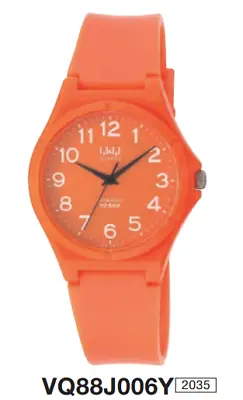 Q&Q VQ88J006Y Gloss Orange Silicone Strap Easy Reader Watch • £8