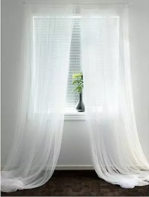 IKEA LILL Pair Of Long Sheer Floaty White Net Curtains 280 X 250cm FREE POST • £8.99