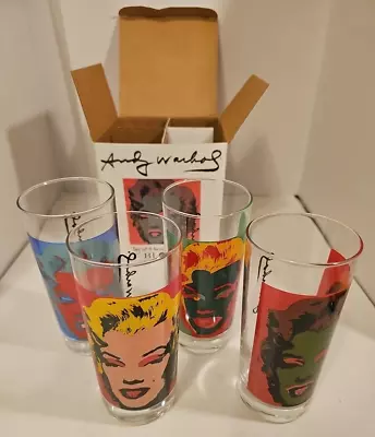 Marilyn Monroe By Andy Warhol Set Of 4 Beverage Glasses 1997 New In Box ~ RARE • $30