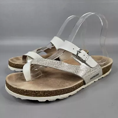 Mephisto Nalia Womens Shoes Silver Slip On Comfort Thong Sandals Size 38/9US • $29