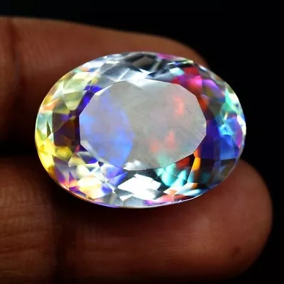 Certified 22.50 CT Rainbow Color Oval Cut Mystic Topaz Loose Natural Gemstone • $19.99