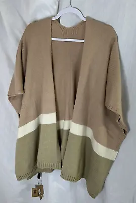 New Justin Taylor Ruana Series Sweater Poncho Cardigan Wrap Knit Kimono One Size • $21.95