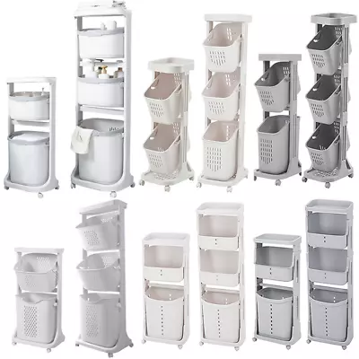 All Style-Laundry Sorter Cart Hamper Rolling Organizer Clothes Bin Basket Wheels • £18.95