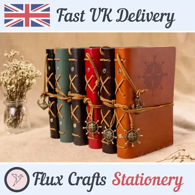 £10.29 • Buy A7 A6 A5 Refill Notebook Nautical PU Leather Kraft Journal Embossed Flux Crafts