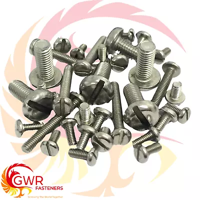 M4 M5 M6 A2 Stainless Steel Machine Screws - Slotted Pan Head Bolts DIN85 • £155.08