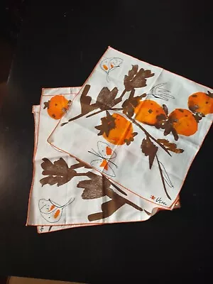 Vera Neuman Vintage Orange Butterfly 100% Linen Napkins Set Of 4 NOS • $38