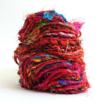 $10.90 • Buy Sari Silk Yarn Recycled & Handspun