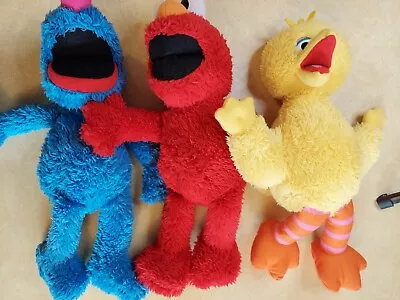 Lot Of 3 Sesame Street Plush 14  Big Bird Elmo Grover • $12.99