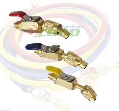 3pcs Color Coded R410a R134a Shut Valves 4 Ac Hvac Refrigeration Charging Hoses • $22.99