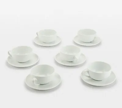 £20 • Buy Set Of 6 Super White Deluxe Comfort Extra Large Cappuccino Cups & Saucers