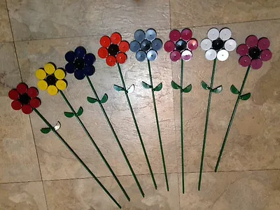 Up-Cycled: Small Metal Painted Garden Flower Stake Decorations- One Of A Kind • $3