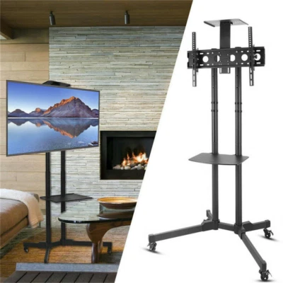 Heavy Duty Mobile TV Stand Trolley Cart On Wheels Anti Tip Corner Mount 32-70  • £57.91