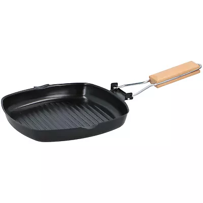 £10.99 • Buy 24cm Foldable Non-Stick Griddle Grill Pan Wooden Handle PFOAFree Kitchen Cooking