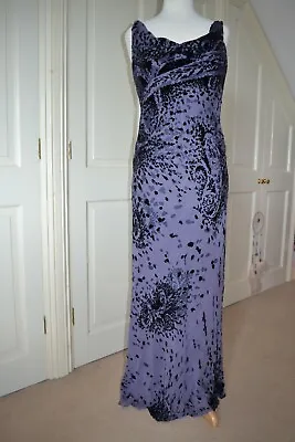 Maria Grachvogel UK12 Purple Devore Velvet Bias 1930s Evening Long Maxi Dress • £50