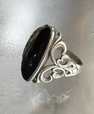 Kabana 925 Sterling Silver  And Onyx Ring Size 8 • $35