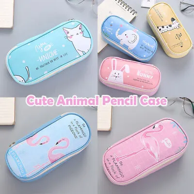 Cartoon Cute Animal Large Capacity PU Pencil Case Kids School Multi-Pattern US • $9.59