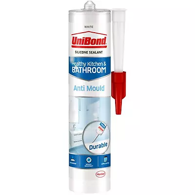 Unibond  Silicone Sealant Anti Mould Unibond For Mould Kitchen & Bathroom White • £10.49