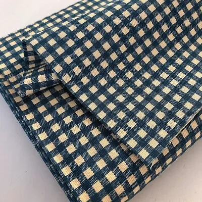 Linen Look Navy Gingham Check Natural 100% Cotton Fabric Craft Making FQ • £2.95