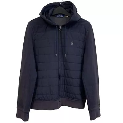 Polo Ralph Lauren Men's Blue Cotton Zip Up Hooded Quilted Basic Jacket Size M • $66.98