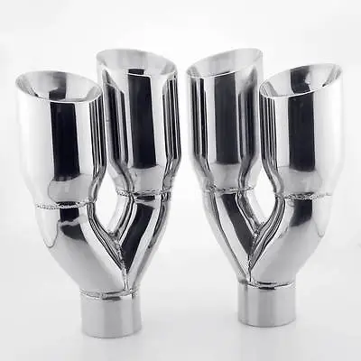 QUAD 3.5  Exhaust Tips 2.5  Inlet Dual Wall Angle Cut For Chevrolet C3 Corvette • $197.97