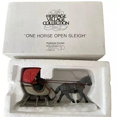 Department 56 One Horse Open Sleigh Heritage Village Collection 5982-0 Vintage • $9
