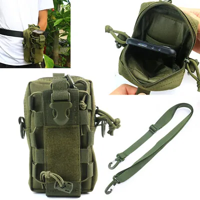 Tactical Molle Waist Pouch Belt Waist Compact EDC Tool Bag Green +Shoulder Strap • $12.86