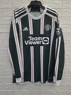 New Adidas Manchester United 23/24 Long Sleeve Away Long Sleeve Jersey Sz Large • $50