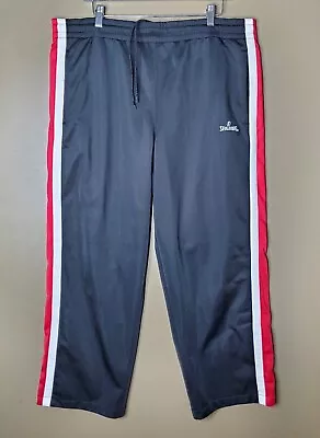 Y2K Spalding Men Size Large Sweatpants Black Red Joggers Pockets Drawstring  • $6.95