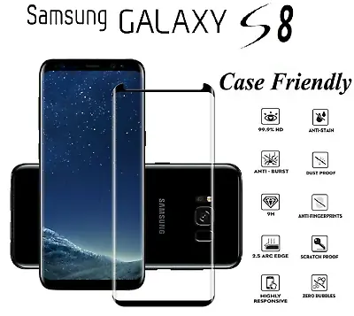 For Samsung Galaxy S8 -100% Full Curved Tempered Glass Screen Protector  • £3.50