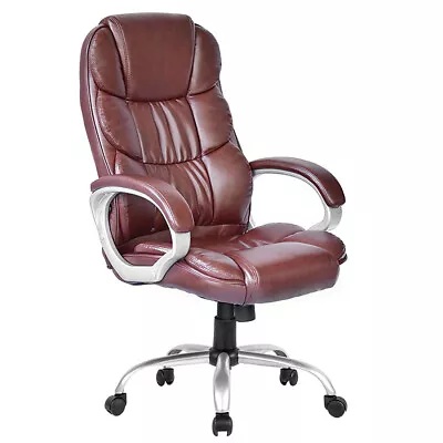 High Back Leather Executive Office Desk Task Computer Chair W/Metal Base O10R • $94.99