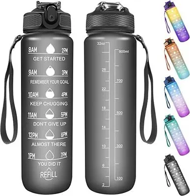 1L Sports Water Bottle Gym Travel Drinking Leakproof Bottle With Straw Bpa Free • £5.99