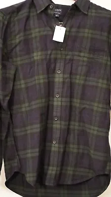 J Crew Plaid Flannel Shirt Classic Men's Medium Green Purple Multi Clr JCREW NWT • $27.99