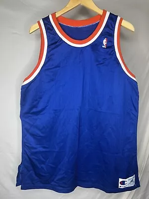 Vintage Blank 80s Champion Knicks Jersey Blue Orange Sz 48 XL Starks • $149.99