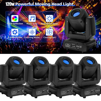 £198.99 • Buy 4pcs 120W Beam Moving Head Stage Lighting RGBW LED Gobo DMX Disco Party DJ Light