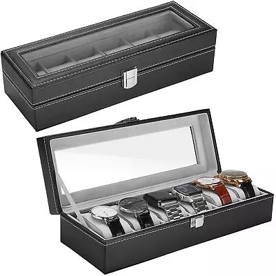 6 Slots Watch Box For Men Mens Watch Organizer PU Leather Watches Display Case. • $31.72