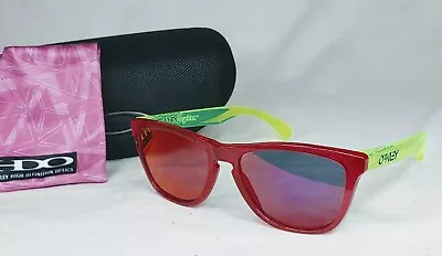 Oakley Frogskins Sunglasses Translucent Yellow And Dark Pink Frames Purple Lense • $134.89